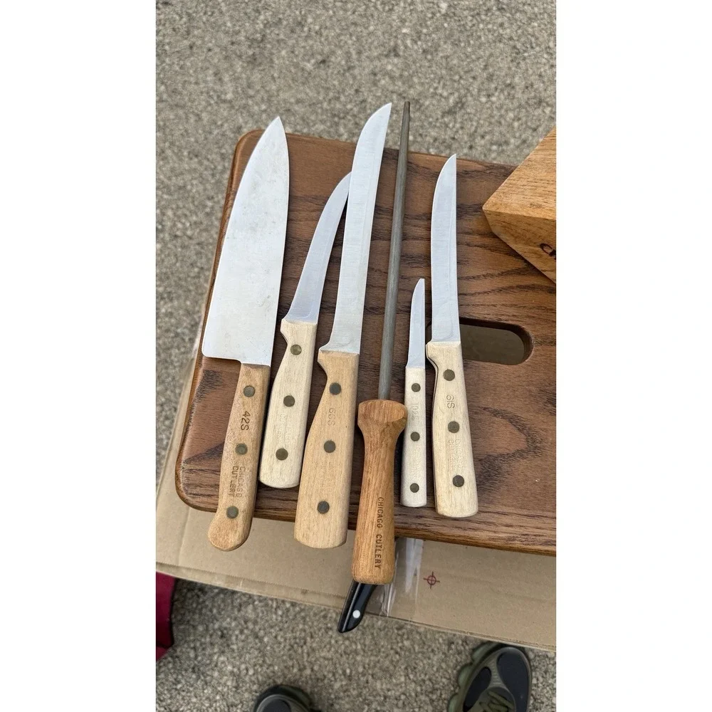 Chicago Cutlery Knife Block Set Wood Handles Chef Utility Paring Steel‎